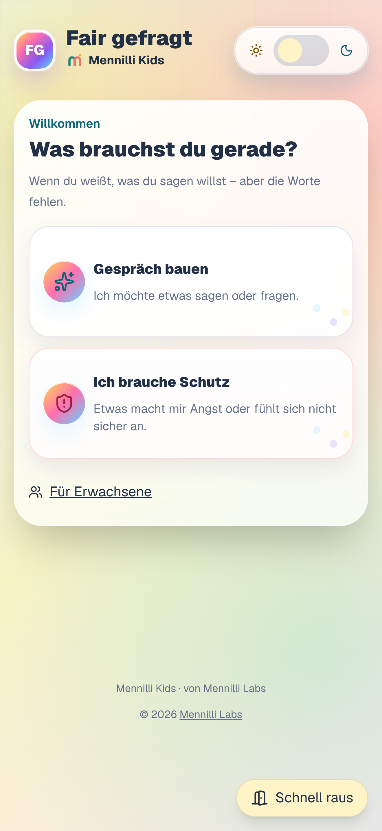 Fair gefragt: Start mit den Zugängen zu Gespräch und Schutzbereich