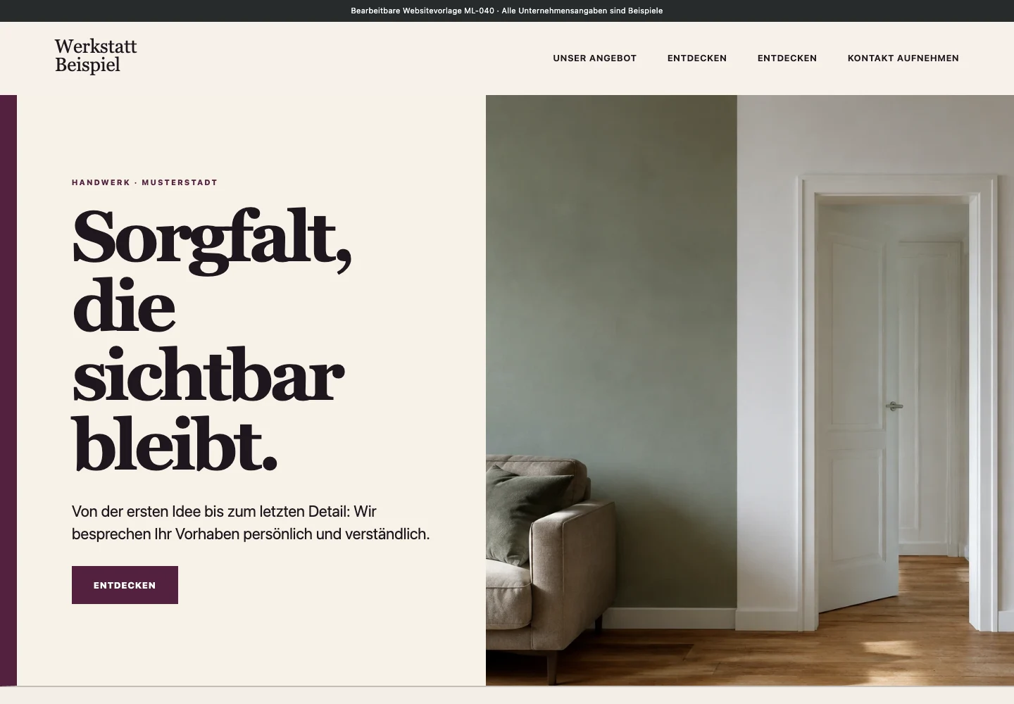 Handwerk · Edition 040 – Websitevorschau