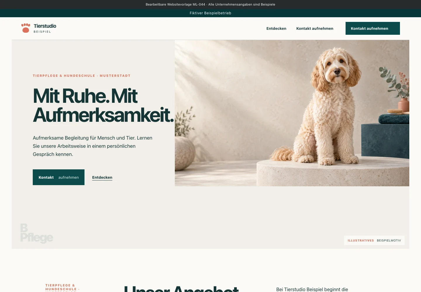 Tierpflege & Hundeschule · Edition 044 – Websitevorschau