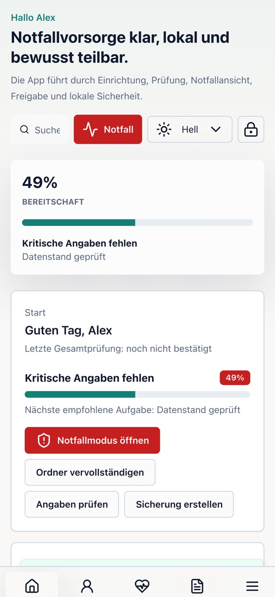 Digitaler Notfallordner – offizielle Store-Vorschau 2