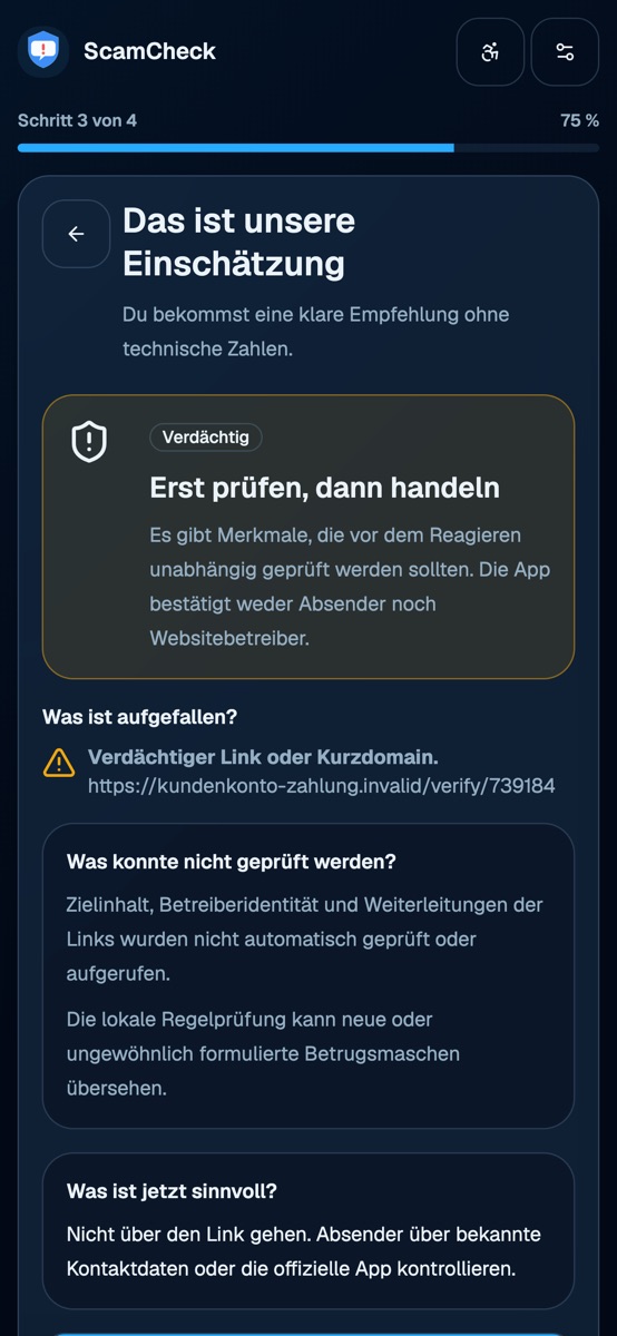 ScamCheck Betrugsschutz – offizielle Store-Vorschau 2