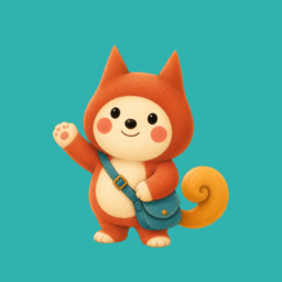 Pino winkt mit blauer Reisetasche